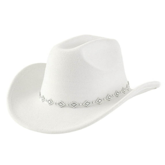 AWZXDE Women's Wide Brim Sun Hat for Outdoor Activities Summer Western Cowboy Hat with Indented for Music Festival and Outdoor Play White,One Size