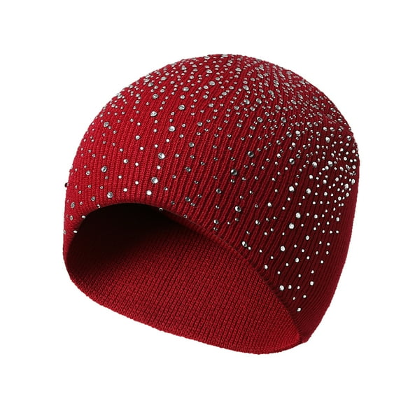 AWZXDE Women's Winter Knit Hat Soft Warm Hat for Outdoor Travel Windproof Loose Fit Plain Color Fashion Hat Red,One Size