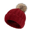 thumbnail image 1 of AWZXDE Women's Winter Knit Hat with Detachable Satin Lined for Hair Shield Loose Knit Hat Red, 1 of 3