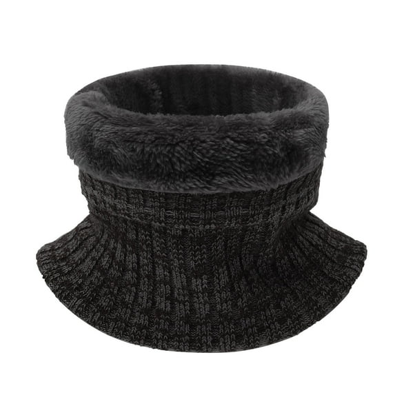 AWZXDE Women's Winter Ribbed Knit Lined Solid Color Neck Warmer - Thermal Turtleneck Scarf, Thick Warm Knit Cowl for Cold Weather Black,One Size
