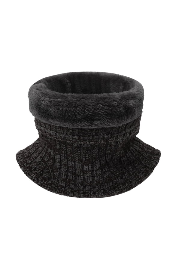 Women's Winter Ribbed Knit Lined Solid Color Neck Warmer - Thermal Turtleneck Scarf, Thick Warm Knit Cowl for Cold Weather Black,One Size