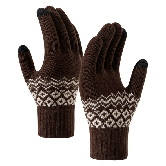 AWZXDE Women's Winter Screen Gloves Knitted Wool Thickened for Cold Riding Warmth Coffee,One Size