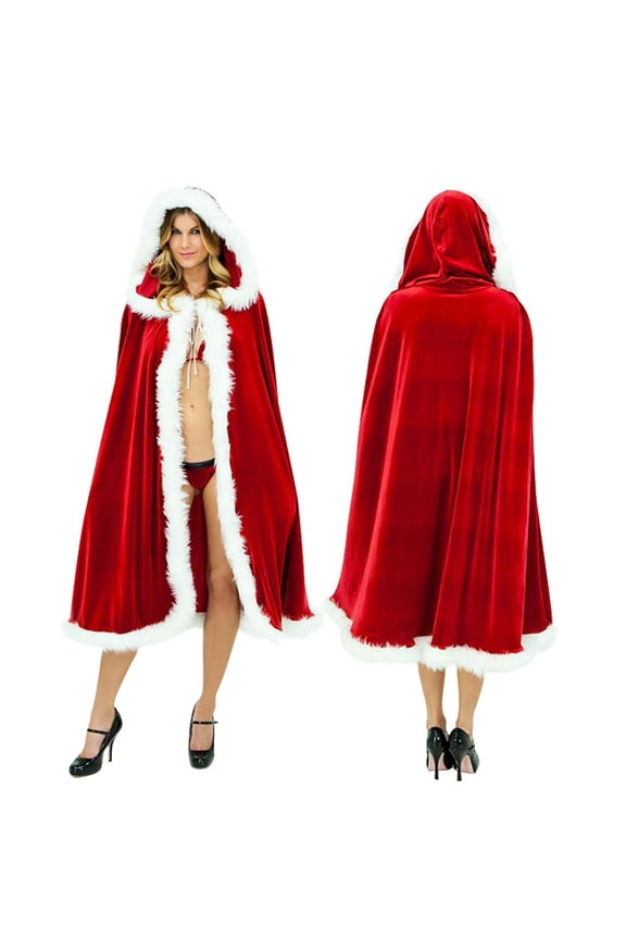 Women's Winter Solid Color Hooded Cape Poncho - Warm Oversized Wrap Shawl,Cold Weather Outdoor Fashion Cover-Up Red,One Size