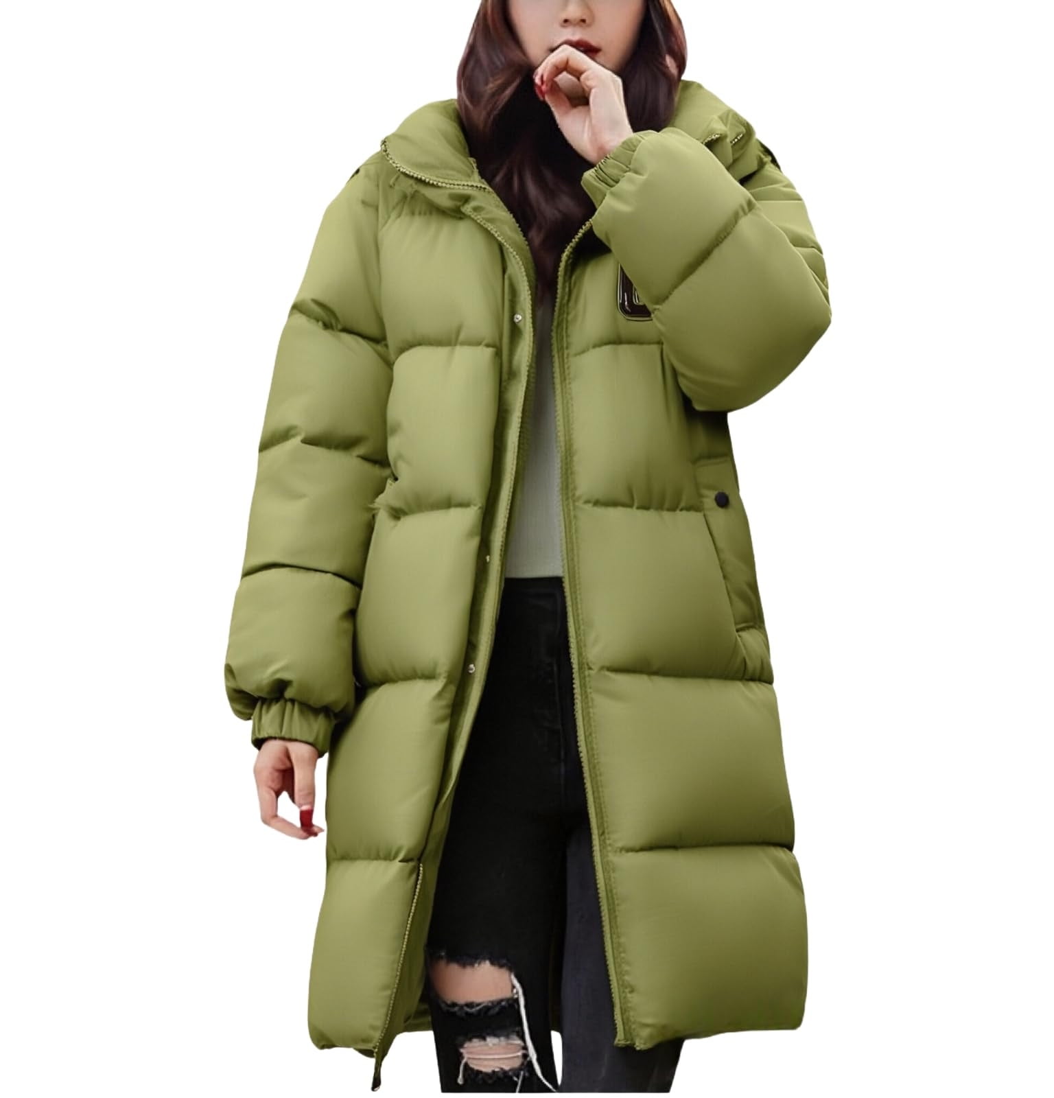 Padded Winter Jacket Oversized Collar Adjustable Belt Relaxed Fit