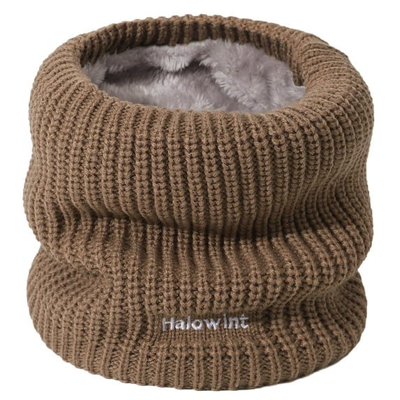 AWZXDE Women's Winter Thick Knit Solid Color Lined Neck Warmer - Soft Scarf Alternative for Chilly Weather & Cozy Comfort Khaki,One Size