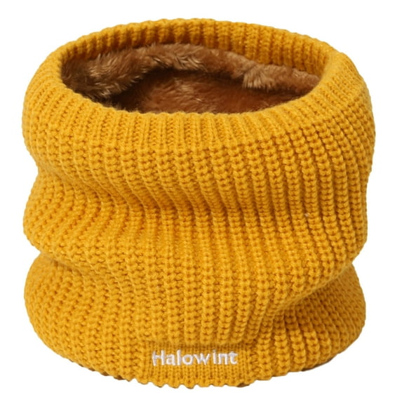 AWZXDE Women's Winter Thick Knit Solid Color Lined Neck Warmer - Soft Scarf Alternative for Chilly Weather & Cozy Comfort Yellow,One Size