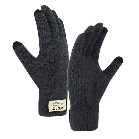AWZXDE Women's Wool Gloves for Cycling Men's Thickened Winter Windproof Warm Knitting for Comfort and Navy,One Size