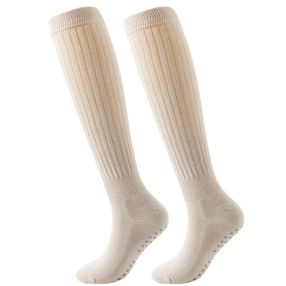 AWZXDE Women's Yoga Socks, Long Sports Socks for Fitness & Exercise Khaki,One Size