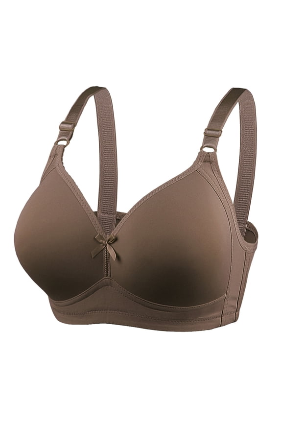 Womens Bras Large Size Fashion Thin Wireless Smooth Gather Push Up Bra D Cup Style Coffee,50