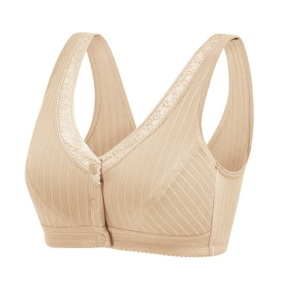 AWZXDE Womens Bras Plus Size Wireless Front Close T Back Seamless Unlined Bra for Large Bust Wide Strap