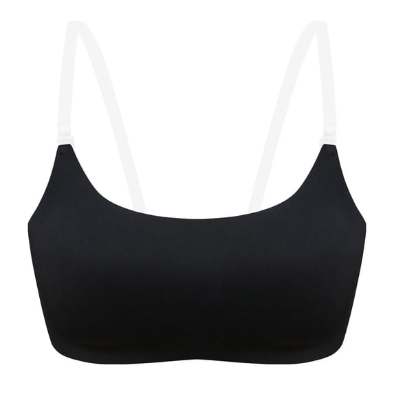 AWZXDE Womens Bras Solid Color Clear Strap Backless Underwire Style Bra Comfortable Daily Wear Black，L