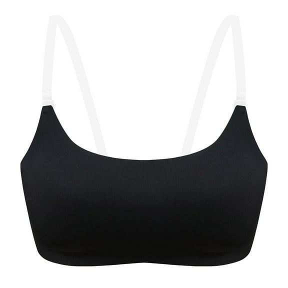AWZXDE Womens Bras Solid Color Clear Strap Backless Underwire Style Bra Comfortable Daily Wear Black,L