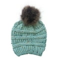 thumbnail image 1 of AWZXDE Womens Casual Basic Color Point Mixed Knit Hat with Warm Fuzzy Knitted Cap for Winter Style Blue,One Size, 1 of 3