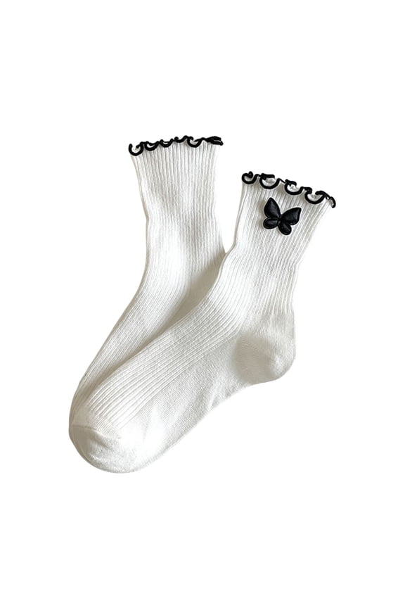 Womens Elegant Style Bow Crew Socks For Dress Mary Jane Socks Breathable Soft Girls Socks womens socks Black