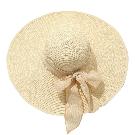 AWZXDE Womens Hats Wide Brim Straw Bucket Hats for Woman Pure Color Casual Beach Sun Hat for Outdoor Sun Defection and Travel Fashion Accessory White,One size