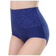 thumbnail image 1 of AWZXDE Womens High Waist Lace Trim Solid Color Breathable Plus Size Wide Band Triangle Briefs Plus Size Underwear For Women Blue, 1 of 3