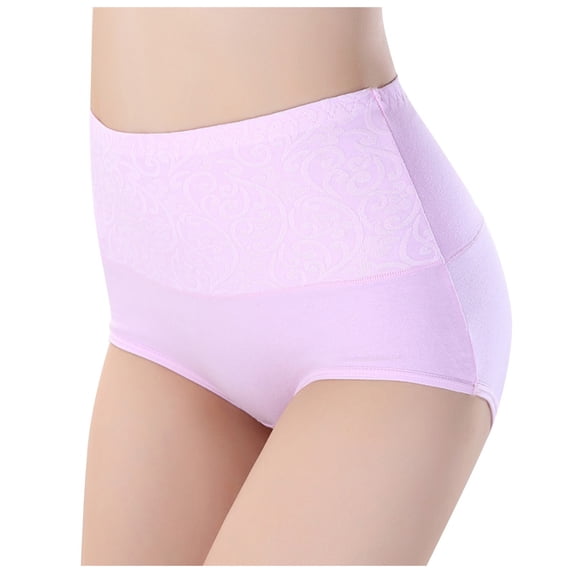 AWZXDE Womens High Waist Lace Trim Solid Color Breathable Plus Size Wide Band Triangle Briefs Plus Size Underwear For Women Pink