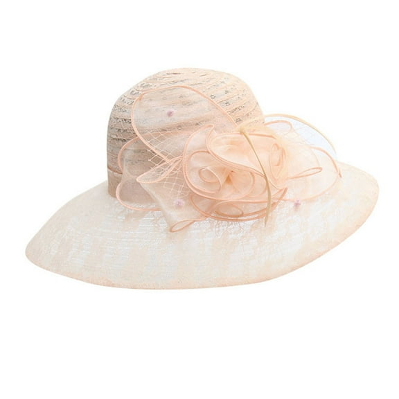 AWZXDE Womens Lace Mesh Flower Large Brim Hat Childrens Summer Beach Sun Hat Fishermans Hat For Sun Shade Pink