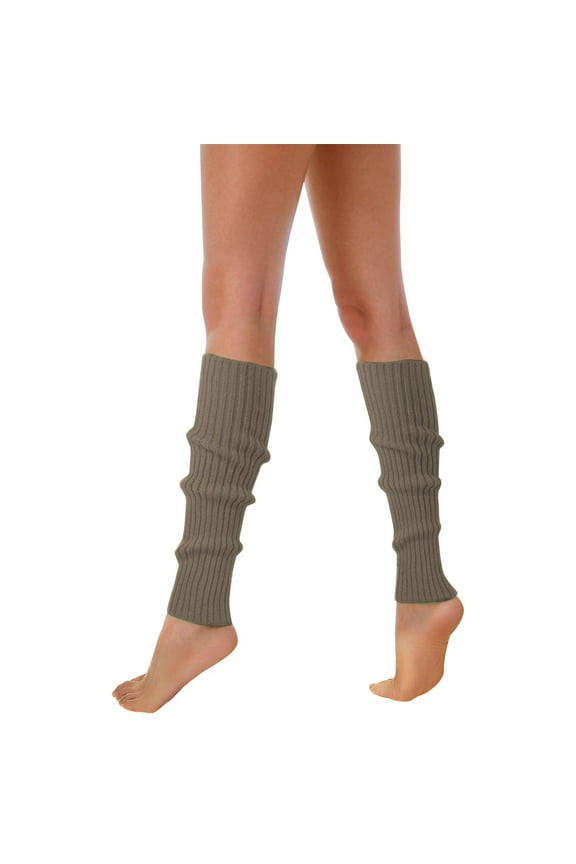 Womens Neon Ribbed Leg Warmers 80s 90s Style Colorful Fluorescent Wool Knitted Sleeves For Party cozy socks Grey