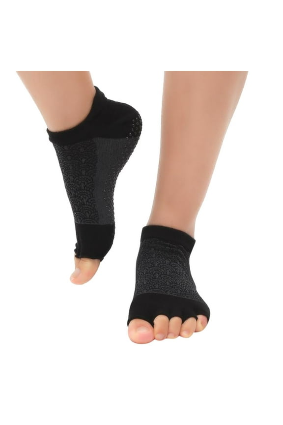 Womens Open Toe Dance Socks Finger Separated Yoga Socks Ballet Socks For Summer Practice athletic socks Black