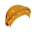 thumbnail image 1 of AWZXDE Womens Soft Monochrome Braid Hat With Pearl Head Wrap Hats For Women Orange, 1 of 4
