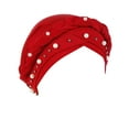 thumbnail image 1 of AWZXDE Womens Soft Monochrome Braid Hat With Pearl Head Wrap Hats For Women Red, 1 of 4