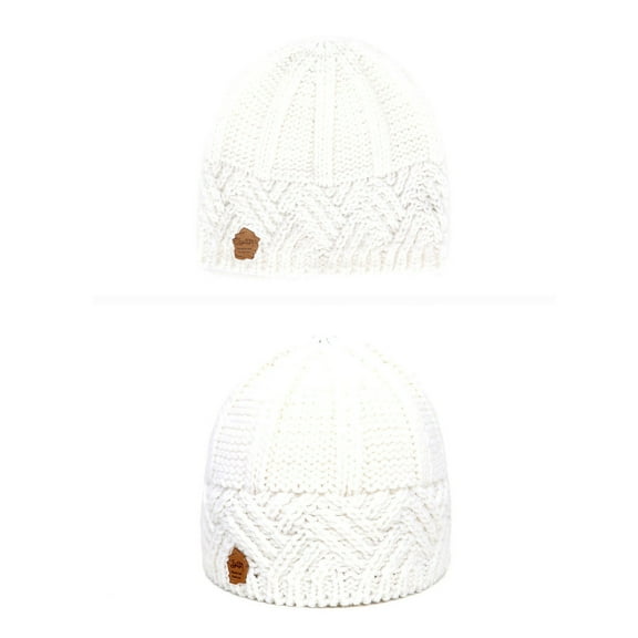 AWZXDE Womens Solid Color Knitted Casual Ear Warmth Versatile Round Top Fashion Knitted Hat for All Seasons White,One Size