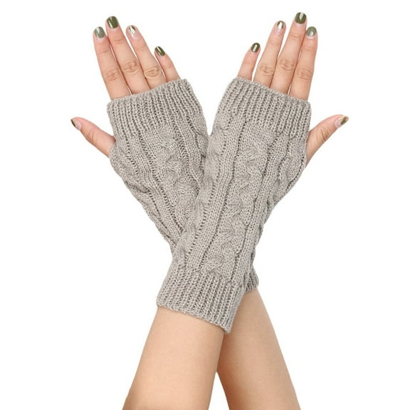 AWZXDE Wool Half Finger Gloves and Mittens Wrist Guard for Everyday Use Ideal for Comfort and in Various Activities Light Gray,One Size