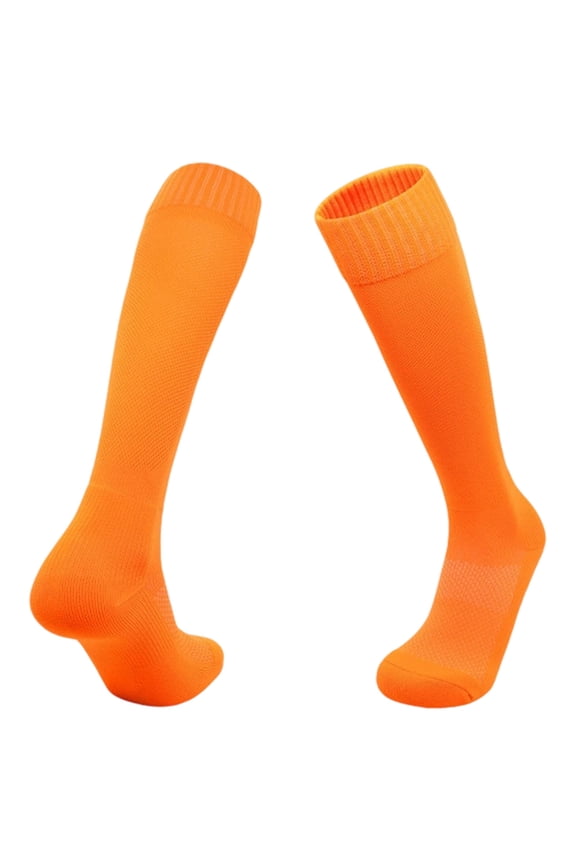 Youth Long Compression Socks Solid Color for Sports Team Training Wicking Athletic Crew Socks for Boys and Girls Orange,S