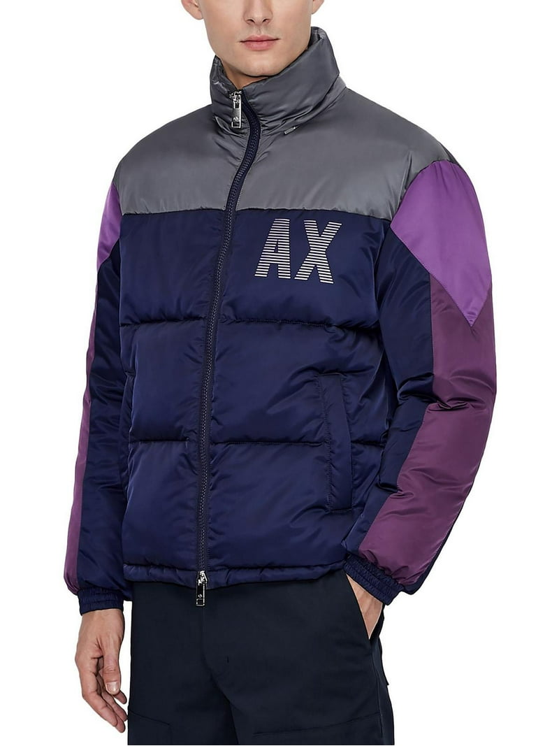 AX Armani Exchange Mens Colorblock Cold Weather Puffer Jacket