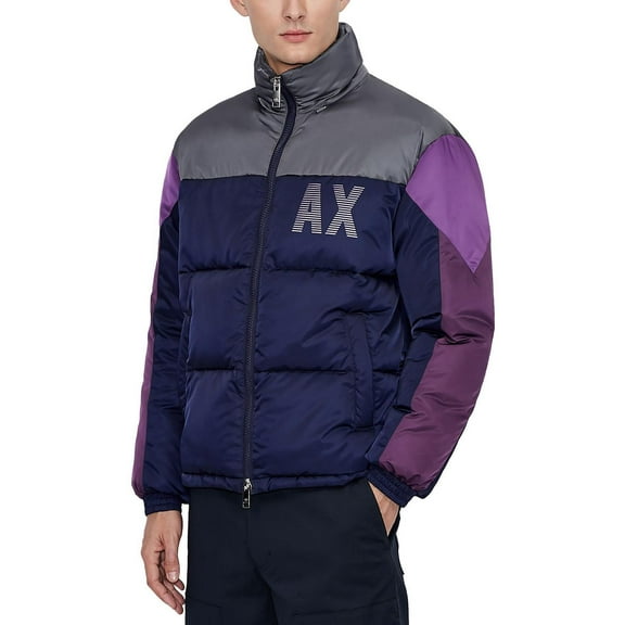 AX Armani Exchange Mens Colorblock Cold Weather Puffer Jacket