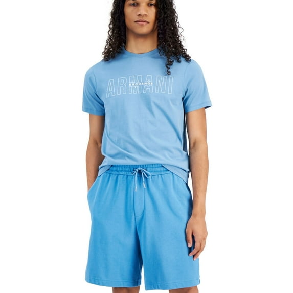 Armani Mens Solid Casual Bermuda Shorts, Blue, Medium