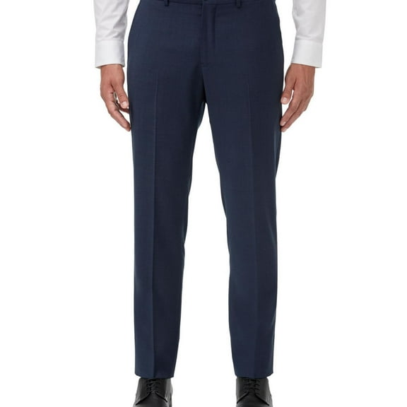 Armani Mens Modern Fit Woven Birdseye Dress Pants Slacks, Blue, 30W x 30L