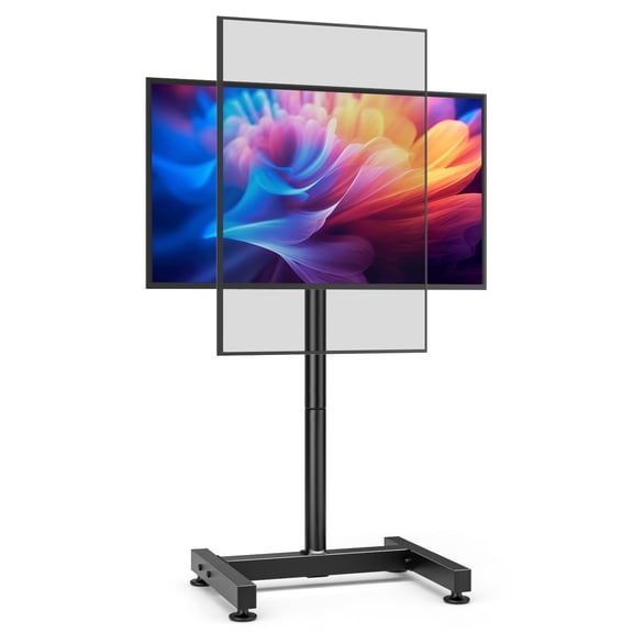 AX WABER TV Floor Stand for 13-50 inch Screens Holds up to 77lbs, Tilting and Height Adjustable Monitor Floor Stand Mount,Tall Standing TV Stand for Bedroom, Dorm Room, Office, Max VESA 200x200mm
