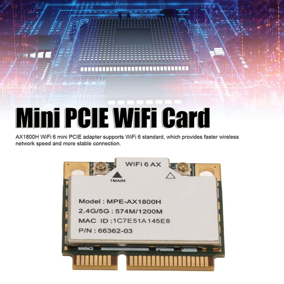 AX1800H WiFi 6 Card: Mini PCIE Wireless Adapter, 2.4/5GHz, <span Style="background:red"></span> 5.2 For PC <span Style="background:red"></span>