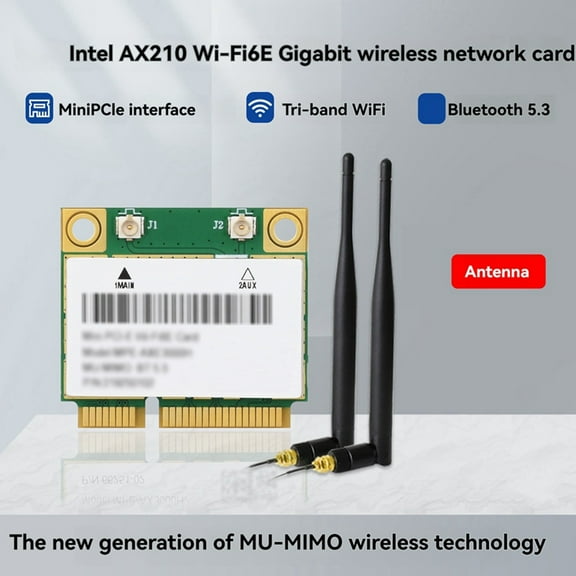 AX210 Mini PCI-E Wireless Card Network Adapter Gigabit Tri-Band Wi-Fi 6E Bluetooth 5.3 802.11AX Standard