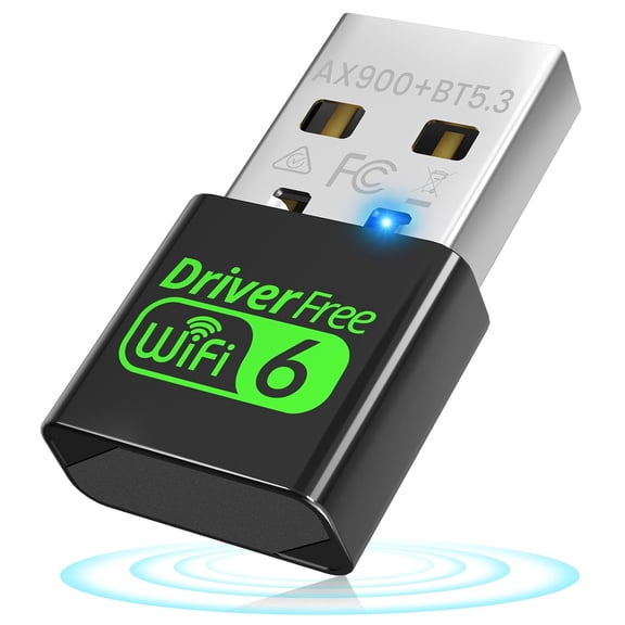 AX900M USB WiFi 6 Adapter for Laptop & Desktop, 2-in-1 Bluetooth 5.3 Dual Band 5GHz/2.4GHz Wireless Network Adapter, Built-in Driver Plug & Play, Windows 11/10 Driver-Free