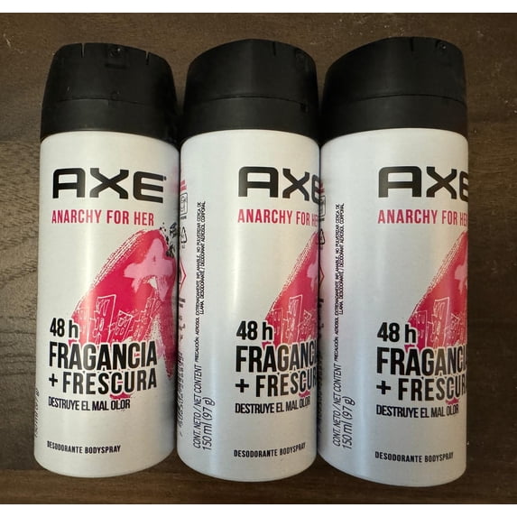 AXE ANARCHY FOR HER 48H FRAGANCIA + FRESCURA BODY SPRAY 3 BOTTLES 150mL