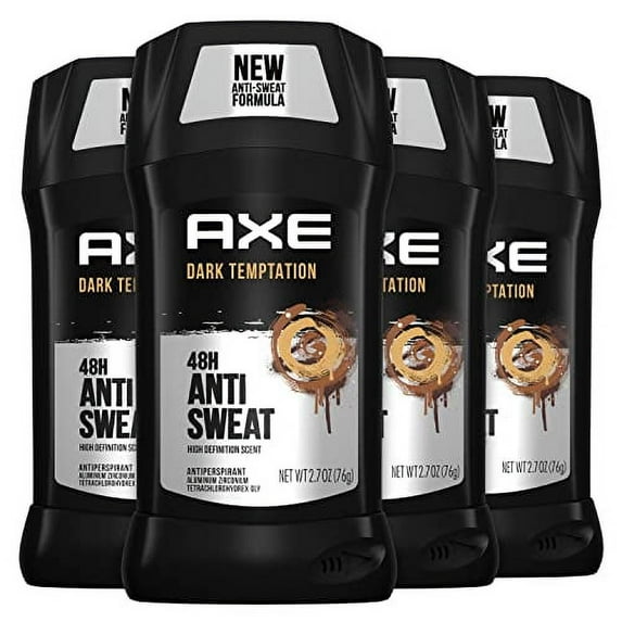 AXE Dual Action Antiperspirant Stick for Long Lasting Freshness Dark Temptation All Day Fresh Scent 48 Hour Anti Sweat Mens Deodorant 2.7 oz 4 Count
