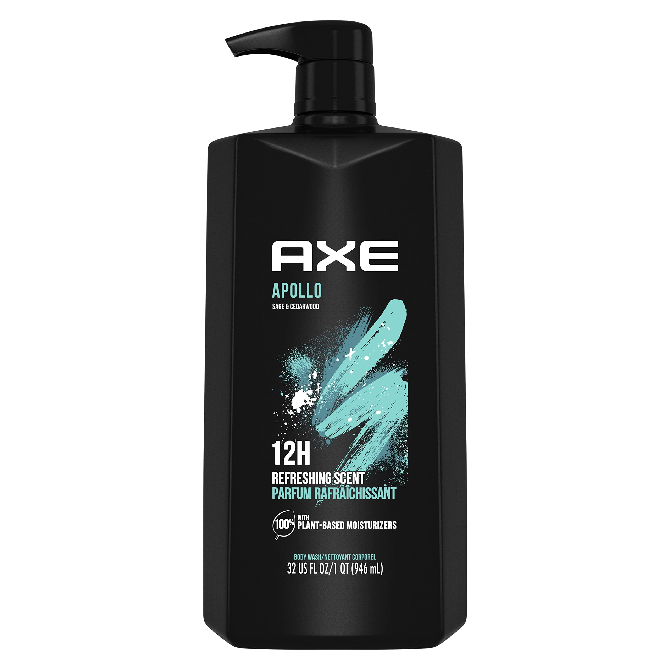 Axe Body Wash All-Day Fresh Shower Gel Apollo Sage & Cedarwood Men,S Body Wash With Odor-Busting Prebiotics 32 Oz Pump