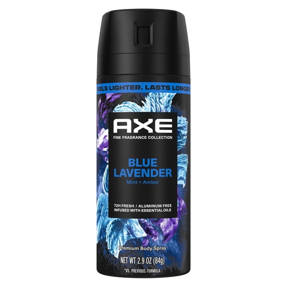 AXE Fine Fragrance Collection Body Spray 72 Hour Freshness Blue Lavender Aluminum Free, 2.9 oz