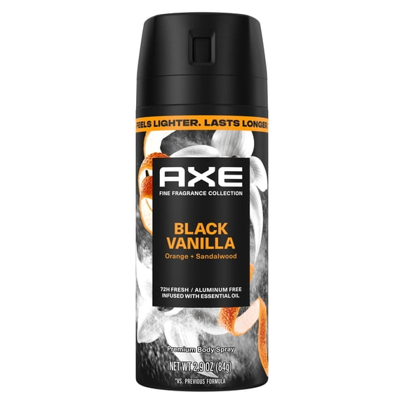 AXE Fine Fragrance Collection Body Spray 72 Hour Freshness Black Vanilla Aluminum Free, 2.9 oz