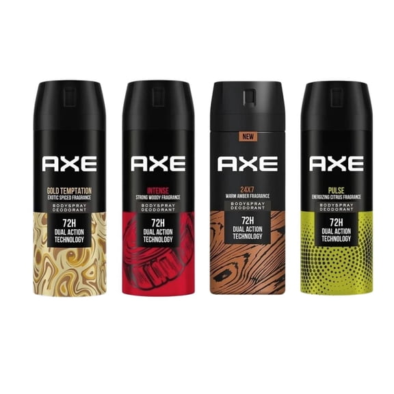 AXE Black Mens Body Spray Deodorant 48hr Odor Protection PULSE, INTENSE, 24/7, GOLD TEMPTATION