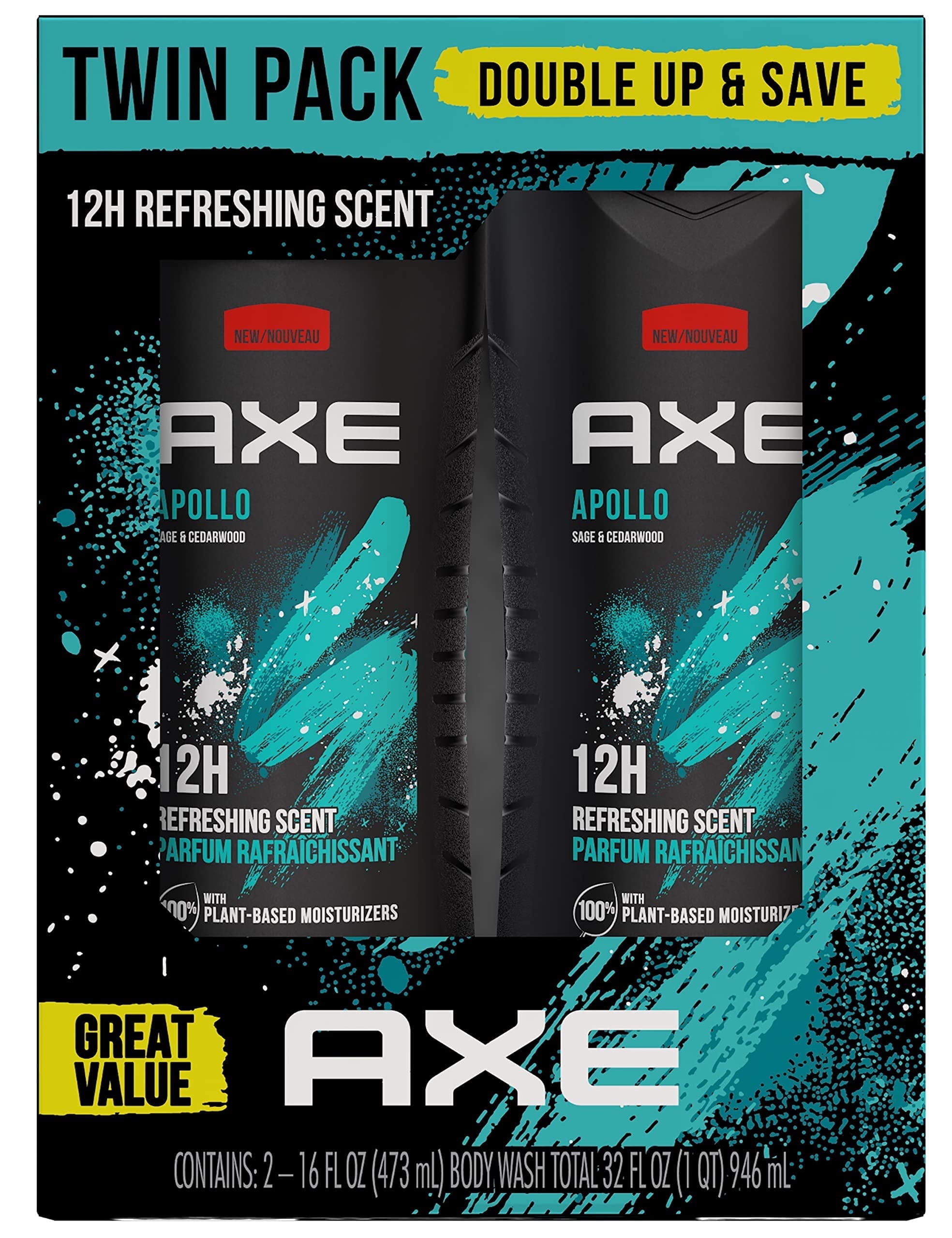 AXE Body Wash for Long Lasting Freshness Apollo Sage & Cedarwood