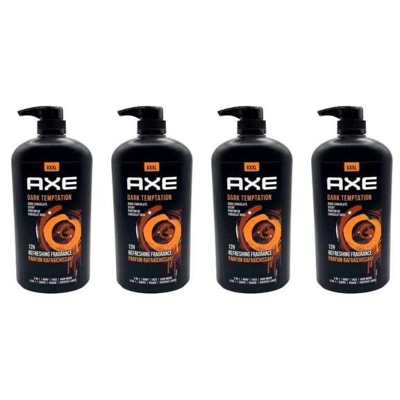 AXE Dark Temptation 12H Refresh Fragrance Dark Chocolate Men Body Wash Pump 4pk