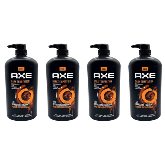 AXE Dark Temptation 12H Refresh Fragrance Dark Chocolate Men Body Wash Pump 4pk