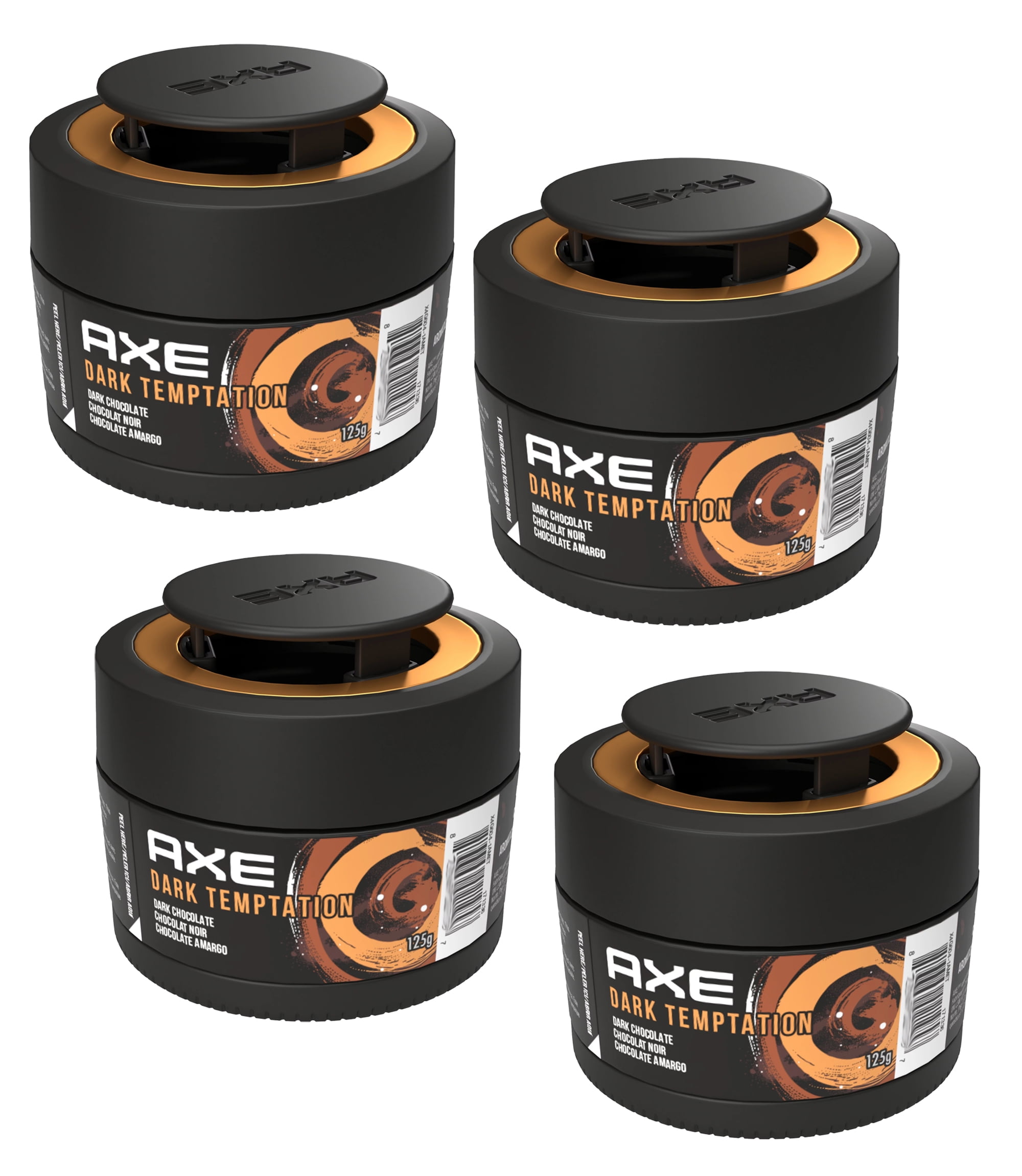 AXE Dark Temptation Car Air Freshener Gel, Odor Eliminator, 4.4 oz, Pack of 4