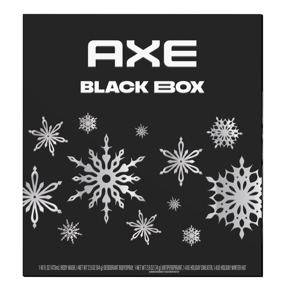 AXE Fine Fragrance Collection: Bodysprays, Body Wash & Antiperspirant for Long-Lasting Odor Protection + Bonus Winter Sweater & Hat, Black Box Gift Set with Premium Scents, 5 Count