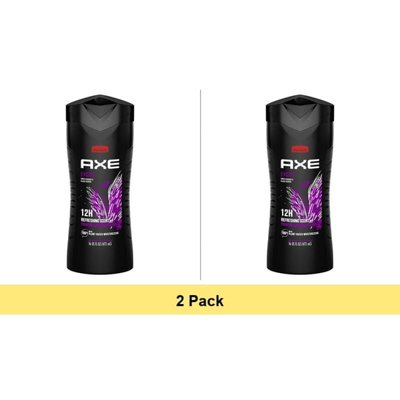 AXE Men's Liquid Body Wash 12H Refreshing Scent Excite Crisp Coconut & Black Pepper, 16 oz - 2 Pack