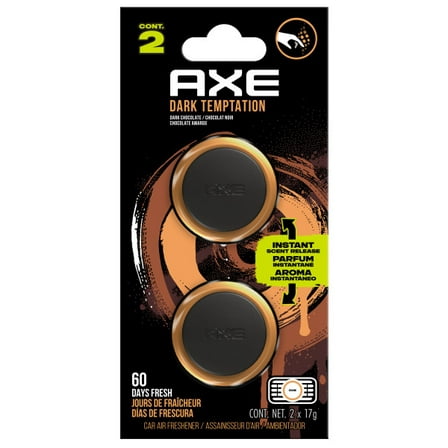 AXE Mini Vent Clip Car Air Freshener (Dark Temptation Scent, 2 Pack)
